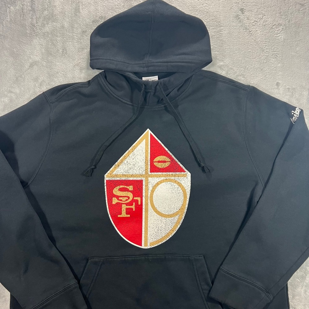 San Francisco 49ers Hoodie Mens XL Black Nike NFL Crest Logo Fans Football Swag